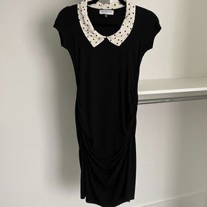 Envie de Fraise Paris US 4 Black Maternity Dress Collar Polka Dot